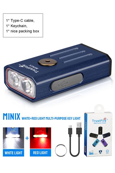 Choice Li-polymer Battery Navy Wihte And Red Trustfire Minix Mini Edc Flashlight Keychain 320lm 365nm Uv La