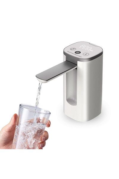 Choice White Water Bottle Dispenser, Universal Foldable Automatic Water Bottle Pump with Display, Portable