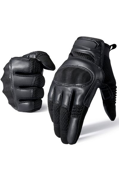 Choice L Black PU Leather Tactical Gloves Touch Screen Cycling Hard Shell Hiking Combat Hunting Airsoft Dri