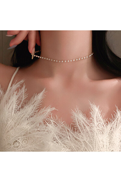 Choice سلسلة عنق نسائية من الخرز الجديد من Gold-02، عقد تشوكر من اللؤلؤ الكور...