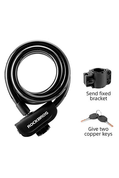 ROCKBROS RKS515-BK ROCKBROS Bicycle Lock Bike Portable Anti-theft Ring Lock MTB Road Cycling Cable Lock Motor