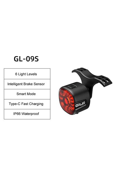 Choice GL09S Auto Brake Sensing Bicycle Tail Light USB Rechargeable IP66 Waterproof LED Warning Light for M