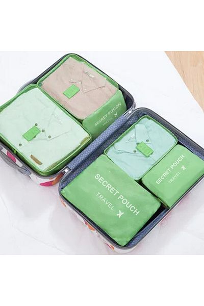 Choice 6pcs green 6 Pcs/Set Pink/Blue/Grey Travel Storage Bag Large Capacity Waterproof Luggage Clothing Un