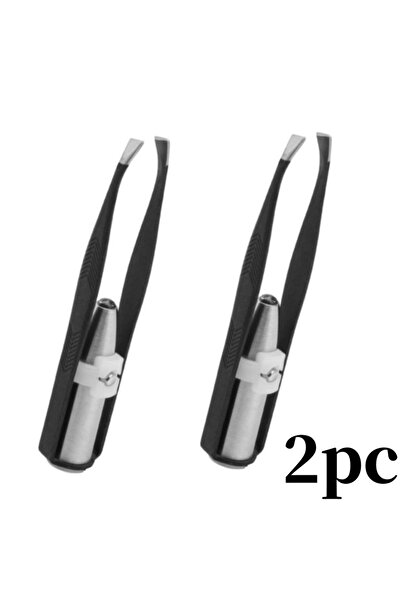 choice2 ملقط حواجب أسود مكون من قطعتين مع ضوء LED وتصميم ذكي ومشبك إزالة شعر ...