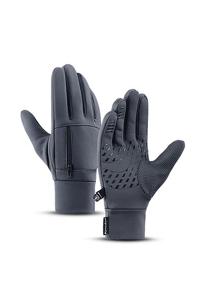 Choice XL A0014-GY NEW Winter Men Women PU Leather Cycling Glove Waterproof Resistant Bike Gloves Non-Slip