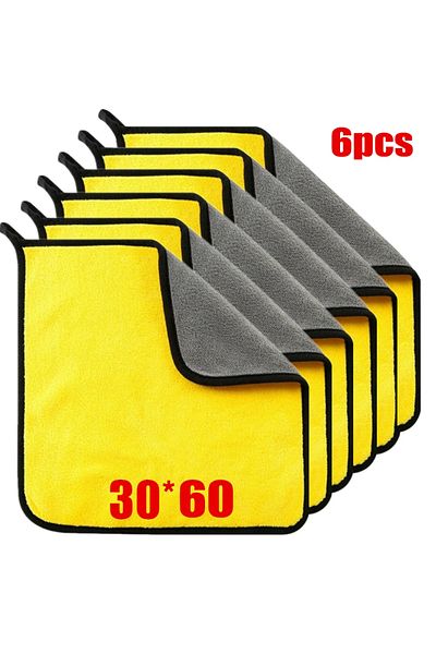 Choice 30x60 6pc 1/2/6pcs Microfiber Cleaning Towel Thicken Soft Drying Cloth Car Body Washing Towels Doubl