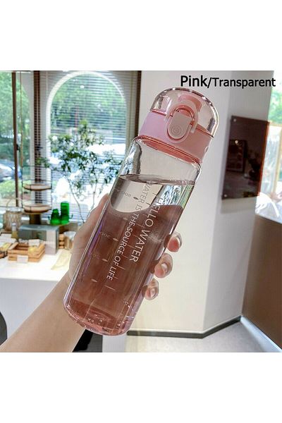 Choice pink-Transparent Sports Transparent Water Bottle 780ml Portable Gym Travel Clear Leakproof Drinking