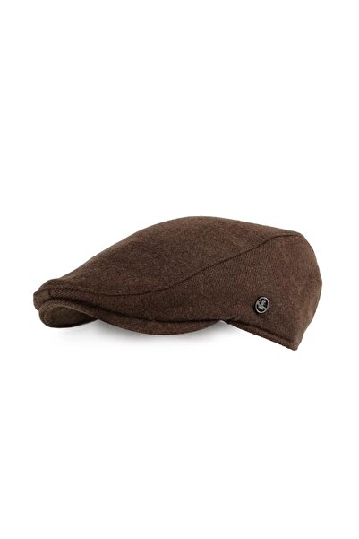 KAMBO WEAR Brown Woolen Stitched Winter Fabric Cap Hat (Anti-Sweat Satin Lining)