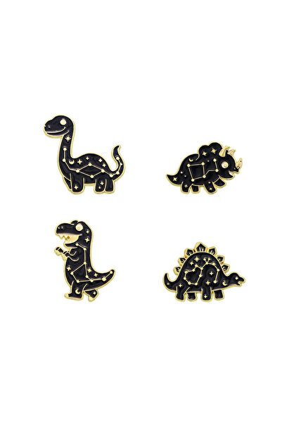 Choice 4 قطع من دبابيس المينا على شكل ديناصور أسود لطيف على شكل كوكبة كرتونية...