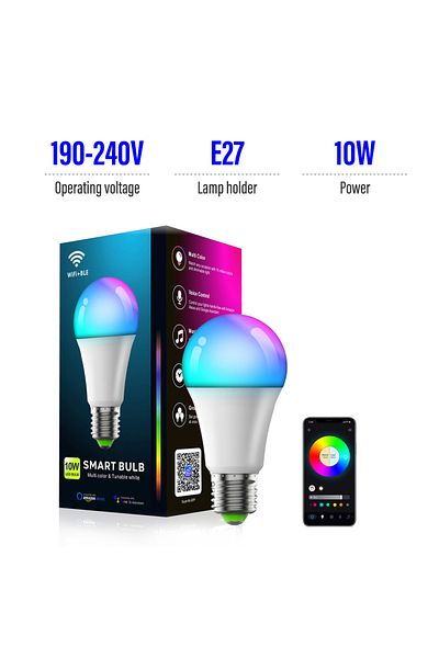 Choice 190-240V-E27-1PCS LED Smart Bulb A19 E26/E27 Color Changing LED Bulb with Music Synchronization WiFi