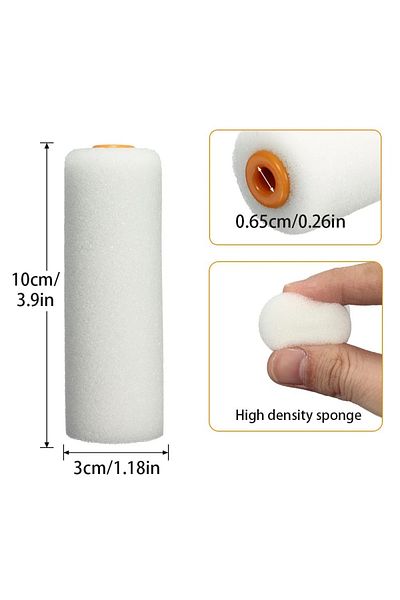 Choice 10PCS 100mm Mini White Durable Foam Paint Roller Sleeves Painting Decorating Sponge Rollers Art S...