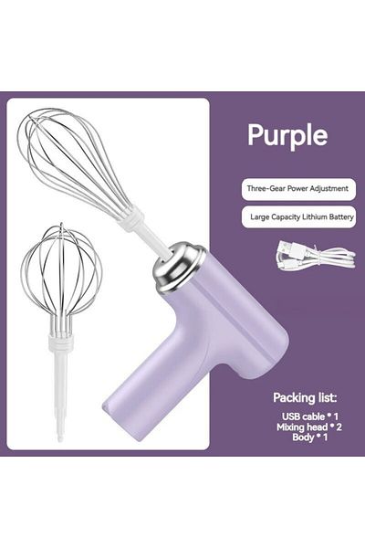 Choice Purple 1pc Wireless Electric Food Mixer Portable 3 Speeds Egg Beater Baking Dough Cake Cream Milk Fr