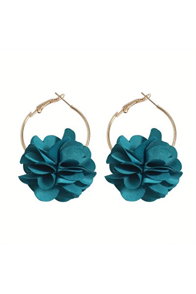 Choice1 أقراط زهرة قماشية زرقاء من Vedawas لأزياء عطلة الربيع والصيف، بتلات مجسمة متعددة الطبقات