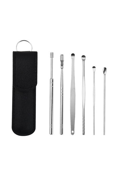 Choice1 أداة تنظيف الأذن السوداء من الفولاذ المقاوم للصدأ ومجموعة أدوات إزالة...