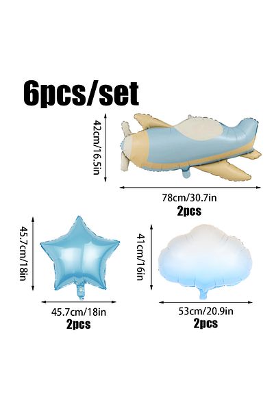 Choice Other 6pcs 6pcs airplane balloon set, airplane, white cloud, star balloons, suitable for birthday pa