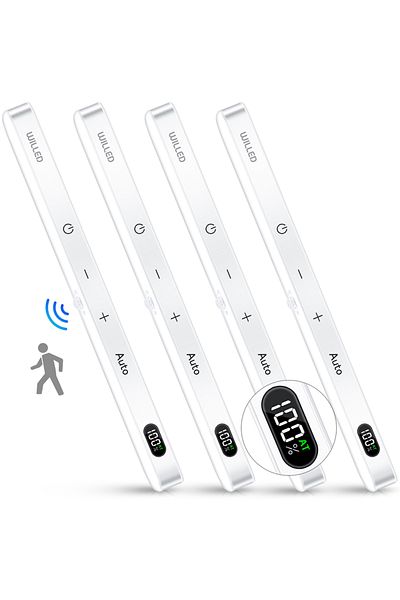 Choice Cabinet Light 4PCS WILLED Motion Sensor Cabinet Light Battery Display 60 LED Touch Light Bar Wirele