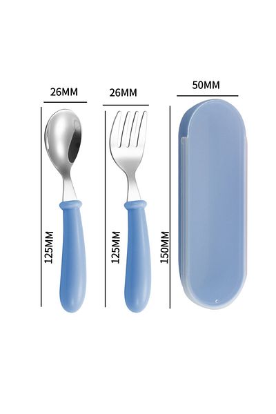 Choice Blue Baby Gadgets Tableware Set Children Utensil Stainless Steel Toddler Dinnerware Cutlery Cartoon