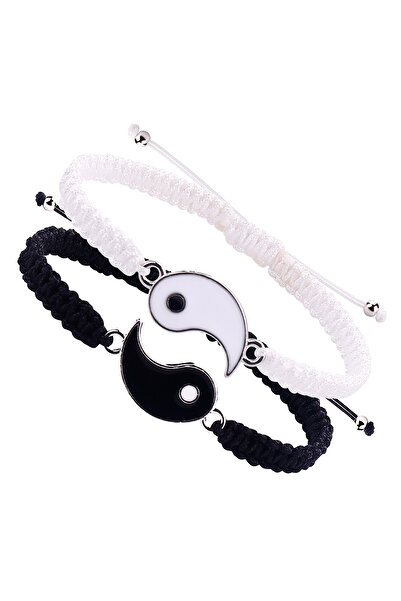 Choice 25.5 سم لون فولاذي 1 مجموعة من 2 تاي تشي باجوا بسيط أسود وأبيض حبل يين...