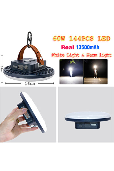 Choice فانوس تخييم LED أزرق قابل لإعادة الشحن بقوة 60 واط و13500 مللي أمبير في الساعة مع مغناطيس قوي ومصابيح يدوية محمولة