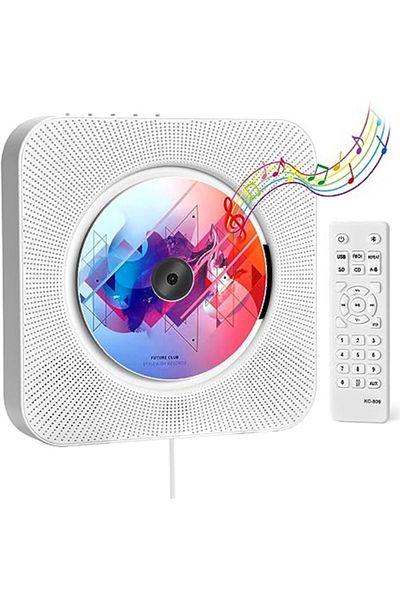 Choice WHITE Qoosea Wall Mounted CD Player with LCD Screen, Home Infrared Remote Control, Support for CD/Bl