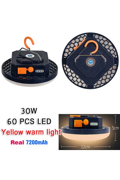 Choice فانوس تخييم LED قابل لإعادة الشحن بقوة 60 واط و13500 مللي أمبير/ساعة، أزرق 30 واط، ضوء أصفر، مع مغناطيس قوي، محمول