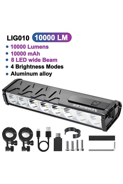 Choice LIG010-10000 Bicycle Light Front 8000Lumen Bike Light 5000mAh Waterproof Flashlight USB Charging MTB