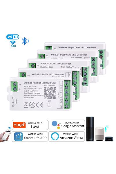 Choice وحدة تحكم RGBCCT من Tuya ووحدة تحكم LED بتقنية WiFi Alexa وGoogle Home ووحدة التحكم الصوتي RGB وRGBW وCCT وشريط LED Sm