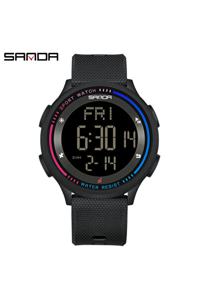Choice ساعة يد رقمية سوداء من SANDA أنيقة للطلاب المراهقين والرياضيين في الهو...