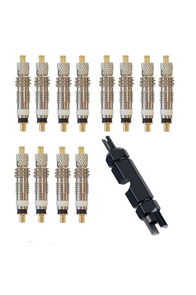 Choice 12pcs SET A 6/12pcs Bicycle Removable Presta Valve Core Bike Replacement Brass Tubeless Core Remover