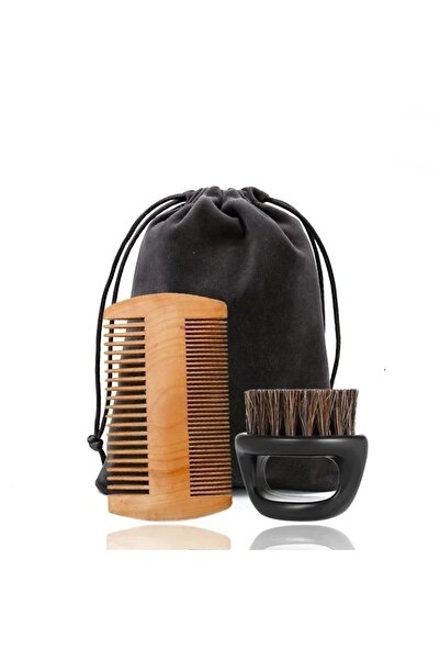 Choice مجموعة مشط حلاقة اللحية والشارب الاحترافية من 3 قطع من خشب الخنزير الناعم مع حقيبة هدايا H