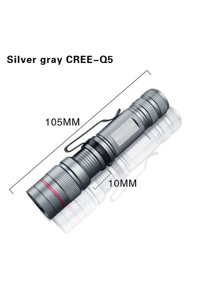 Choice Silver Gray Mini LED Flashlight Q5 Portable Torch Flashlights 3 Modes Waterproof AA Battery Powered