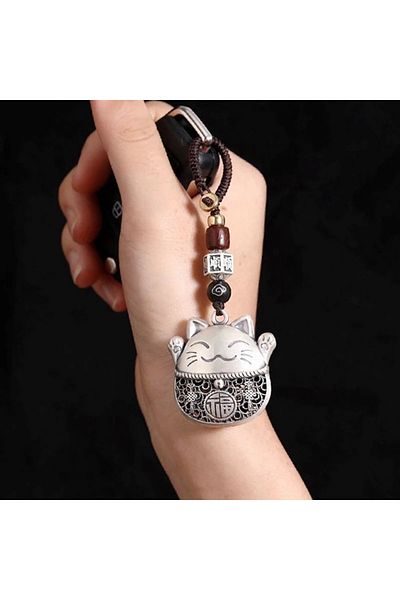 Choice Lovely Lucky Cat Vintage Braided Rope Keychain Accessories Car Ornament Fashion Car Pendant Car A...