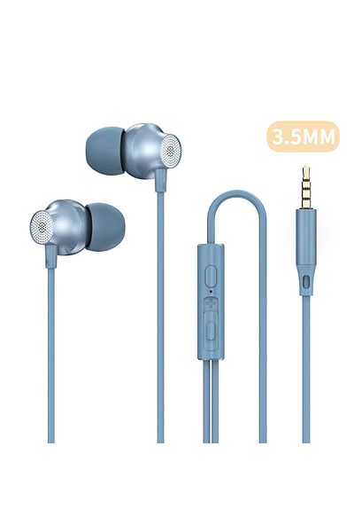 Choice 3.5MM AUX Blue 9D HIFI Heavy Bass Metal Wired Earphone Digital Type-C/3.5mm AUX With Mic In-Ear Earb