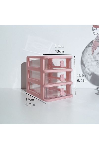 Choice Three layers pink Multifunctional Desktop Storage Drawer Box with Pen Holder and Hair Accessories St