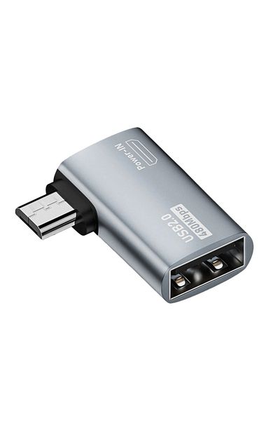 BSN 1 قطعة محول كابل OTG الأيسر 4K 90 درجة زاوية يسارية مدعوم من Micro USB إلى USB OTG محول للتلفزيون والكمبيوتر اللوحي