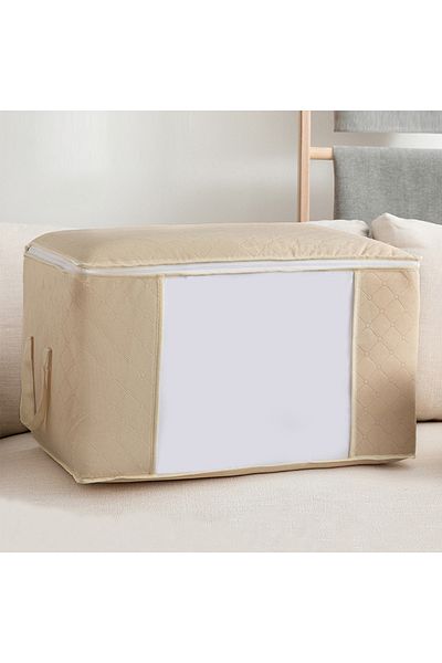 Choice 60x45x35cm Beige 1PC Large Capacity Clothes Storage Bag Foldable Blanket Storage Containers for Orga