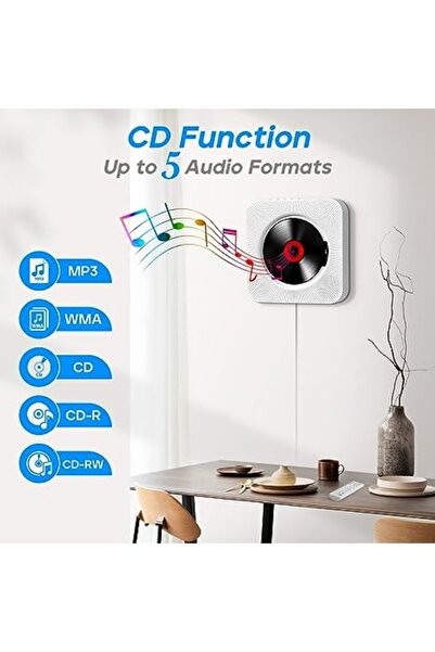 Choice WHITE Qoosea Wall Mounted CD Player with LCD Screen, Home Infrared Remote Control, Support for CD/Bl