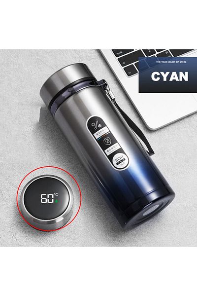 Choice 500ML Cyan 500ML-1Liter Stainless Steel Thermos Bottle with LED Temperature Display Sus304 Tea Water