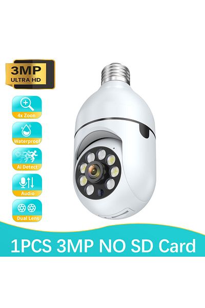 Choice 3MP Only Camera 1PCS 1/4PCS 3MP E27 Bulb IP WiFi Camera Indoor Video Surveillance Camera Security pr