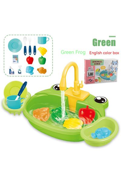 Choice Green Frog √ Play House Toys Pretend Play Children's Kitchen Wash Basin Sink Kids Kitchen Set