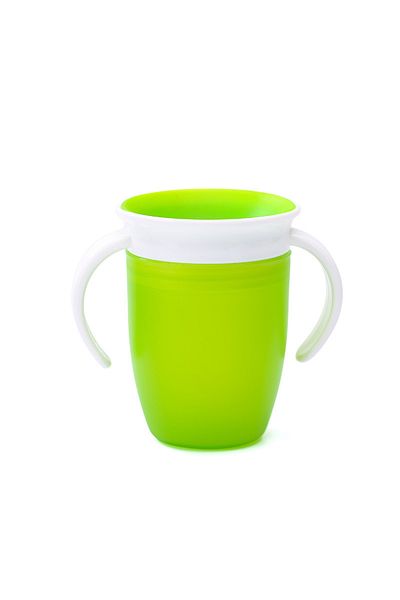 Choice green Baby Water Cups 360 Degrees Rotated Baby Learning Drinking Cup with Double Handle Flip Lid Lea