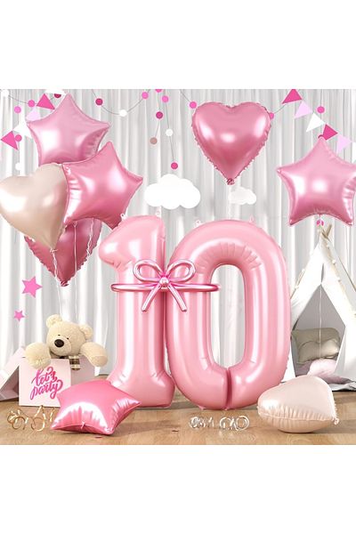 Choice Other Number 10 40inch Digital Love Pentagram Aluminum Film Balloon Set, 10~21 Years Old Number Set,