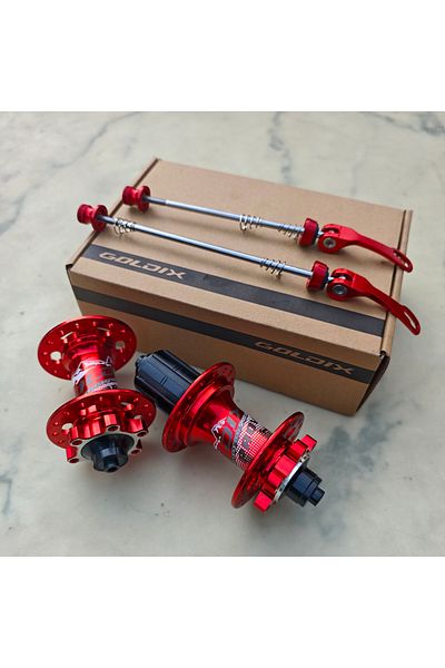 Choice Red 32Hole HG QR GOLDIX QR 100*9 135*10, Aluminum Bicycle Wheel Hub, 32 Holes, 120 clicks, 4 Bearing