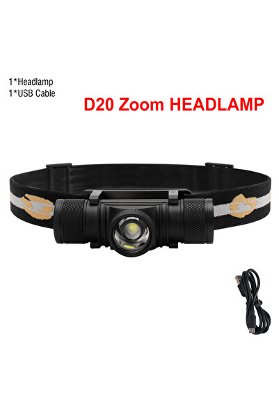 Choice مصباح أمامي صغير D20 BORUiT LED عالي الطاقة 1000 لومن 18650 مصباح أمام...