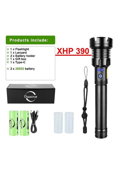 Choice XHP390-A XHP390 Most Powerful Flashlight Usb Rechargeable Flashlight Strong Light Military Tactical