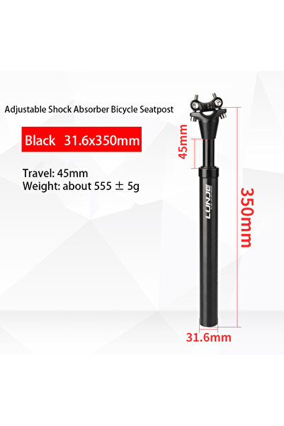 Choice عمود مقعد دراجة هوائية أسود ممتص للصدمات مقاس 31.6 × 350 مم، مقاس 27.2...