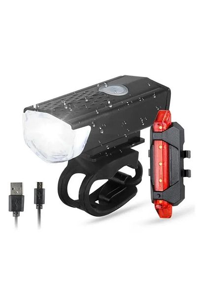 Choice 2218 USB Rechargeable Bike Light Set Front Light with Taillight Easy to Install 3 Modes Bicycle Acce