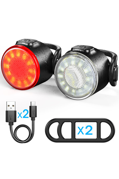 BUCKLOS M1 زوج واحد من مصابيح الدراجة الأمامية والخلفية BUCKLOS مصباح LED للدراجة مقاوم للماء وقابل لإعادة الشحن عبر USB