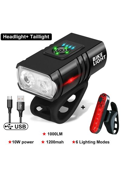 Choice Lamp set D NEW LED Bicycle Light 1000LM USB Rechargeable Power Display MTB Mountain Road Bike Front