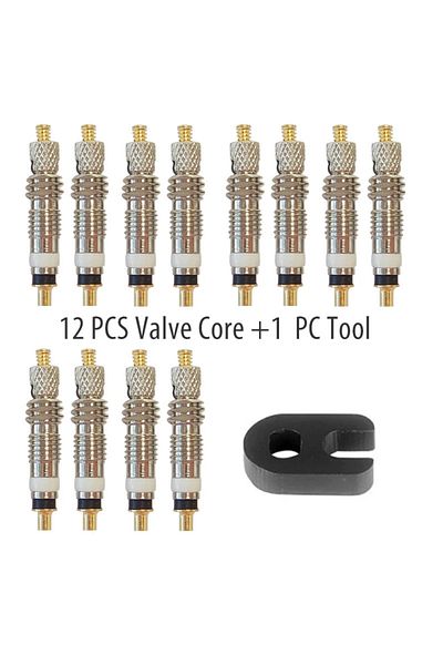 Choice 12pcs 6/12pcs Bicycle Removable Presta Valve Core Bike Replacement Brass Tubeless Core Remover Tool